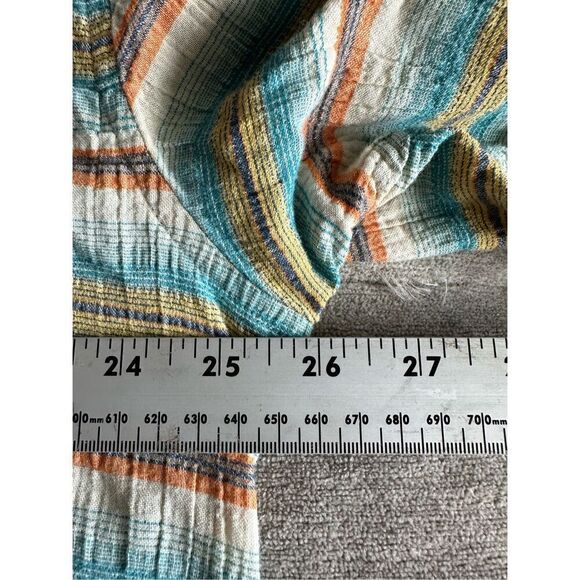 Ruff Hewn Shirt Mens XL Turquoise Tan Striped Hawaiian Button Up SS Beach - Picture 10 of 12